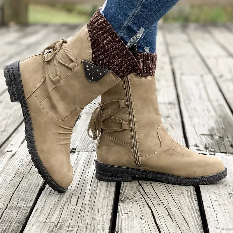 Dames Winterlaarzen – Waterdichte Boots met Fleece Voering & Gripzool