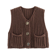 Gebreid Vest voor Dames met Luxe Knoopdetails – Zacht Knit Cardigan