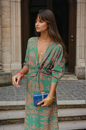 Midi Jurk met Print voor Dames – Elegante Luchtige Jurk met Stijlvolle All-Over Print