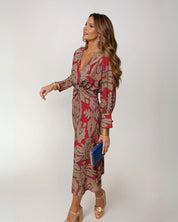 Midi Jurk met Print voor Dames – Elegante Luchtige Jurk met Stijlvolle All-Over Print