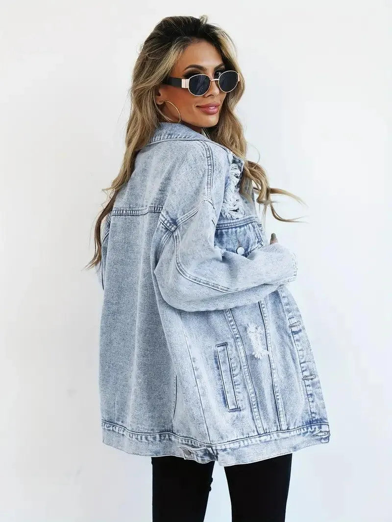 Oversized Denim Jack Dames - Comfortabel & Stijlvol
