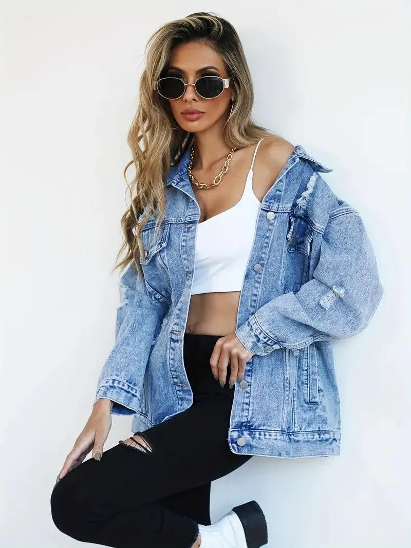 Oversized Denim Jack Dames - Comfortabel & Stijlvol
