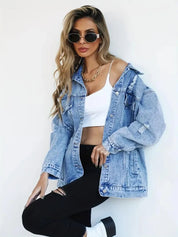 Oversized Denim Jack Dames - Comfortabel & Stijlvol