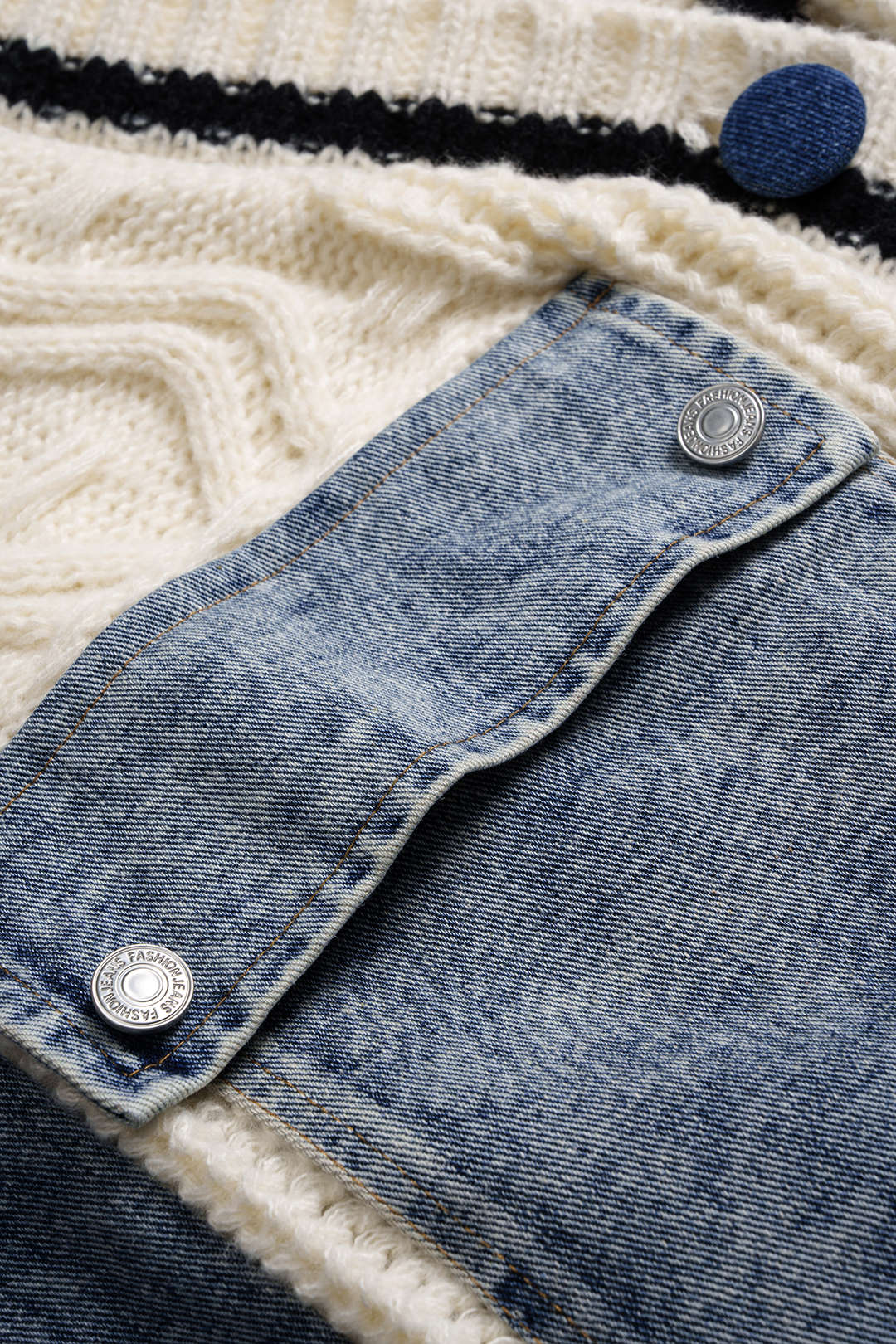 Patchwork Denim Gebreide Jas voor Dames – Denim Outerwear