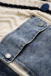 Patchwork Denim Gebreide Jas voor Dames – Denim Outerwear