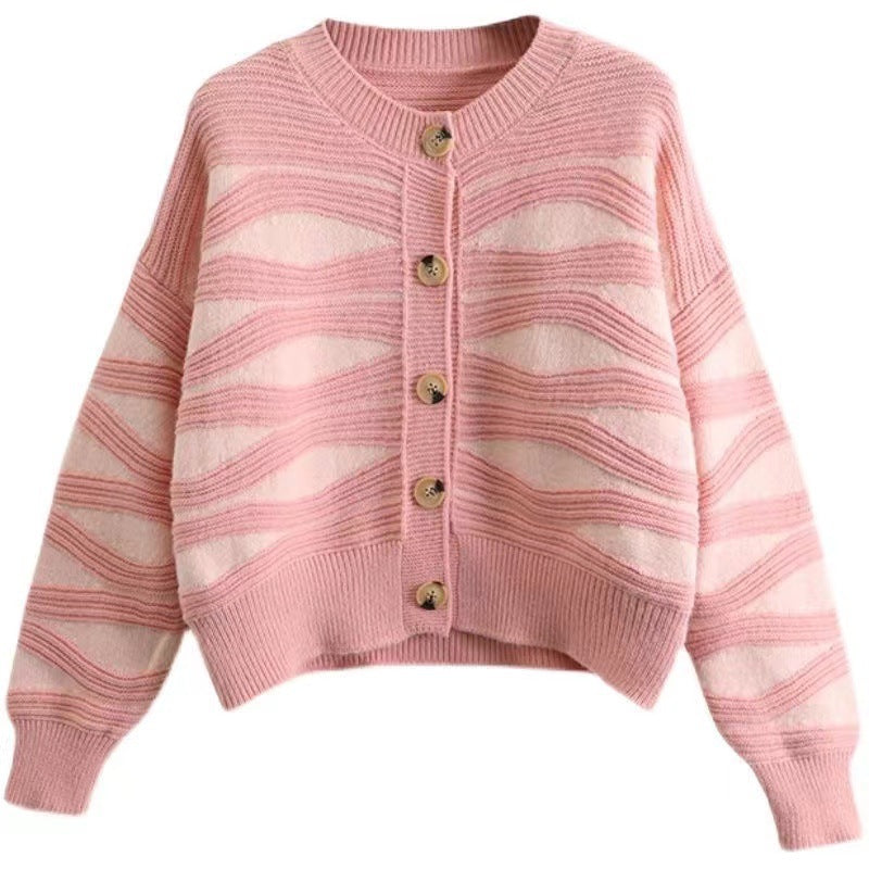 Gebreide Cardigan met Golfpatroon - Premium Kwaliteit