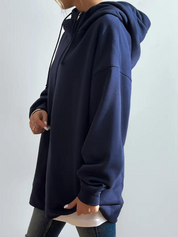 Fleece Katoenmix Dames Hoodie met Rits en Hoge Kraag