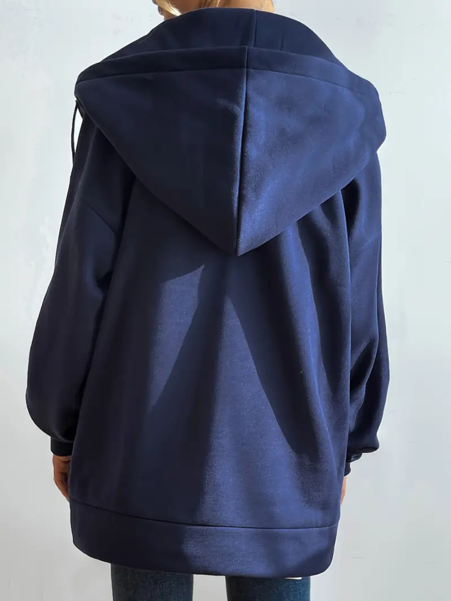 Fleece Katoenmix Dames Hoodie met Rits en Hoge Kraag