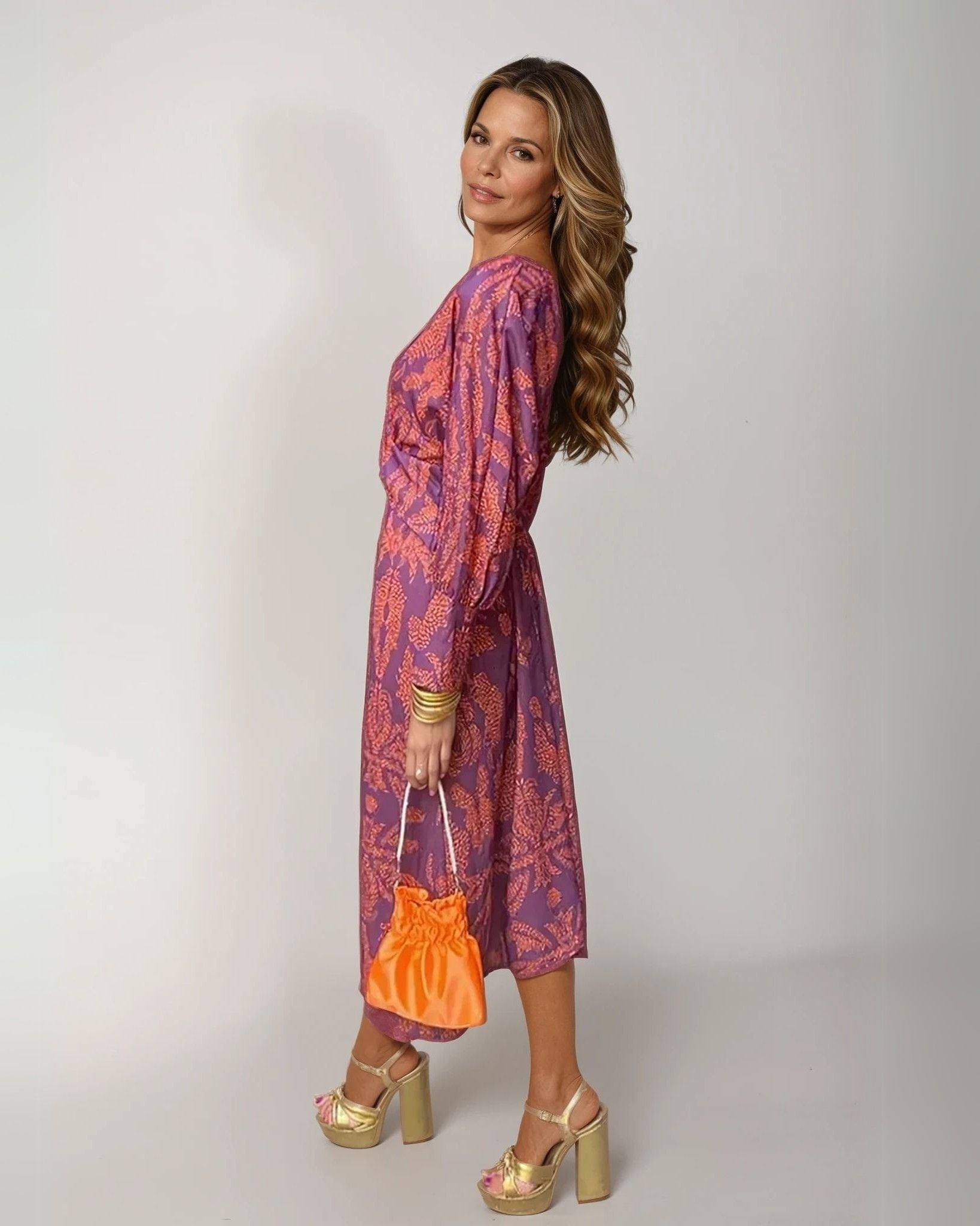 Midi Jurk met Print voor Dames – Elegante Luchtige Jurk met Stijlvolle All-Over Print