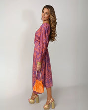 Midi Jurk met Print voor Dames – Elegante Luchtige Jurk met Stijlvolle All-Over Print