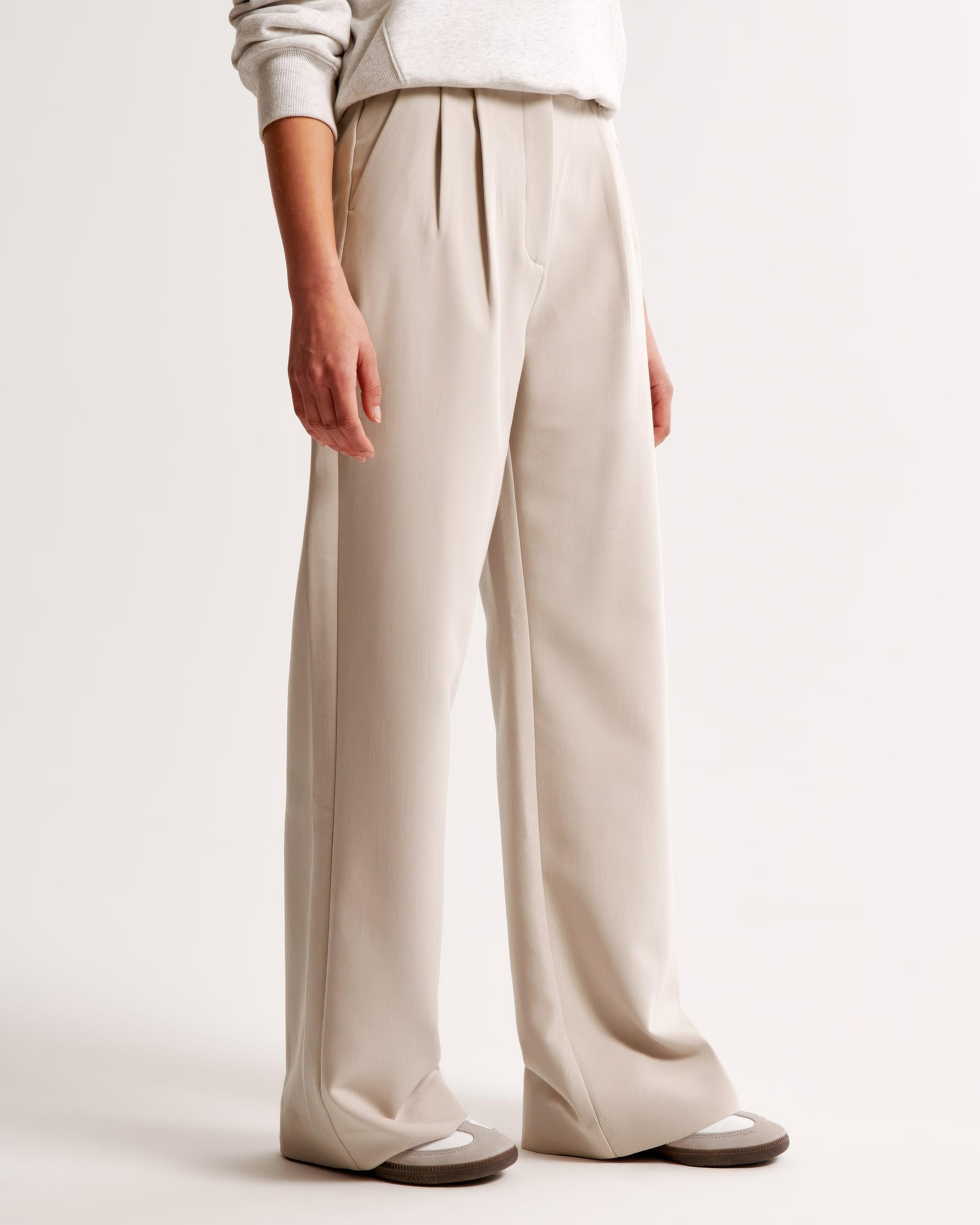 Hoge Taille Pantalon Dames – Geplooide Pantalon met Elegante Tapered Fit
