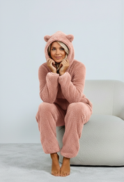 SnugglePaws Fleece Onesie Dames | Superzachte Onesie met Berenoortjes | Warme Loungewear