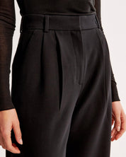 Hoge Taille Pantalon Dames – Geplooide Pantalon met Elegante Tapered Fit