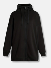 Fleece Katoenmix Dames Hoodie met Rits en Hoge Kraag