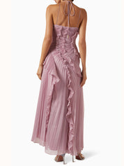 Dames Maxi Jurk met Asymmetrische Ruches en Elegante Uitstraling