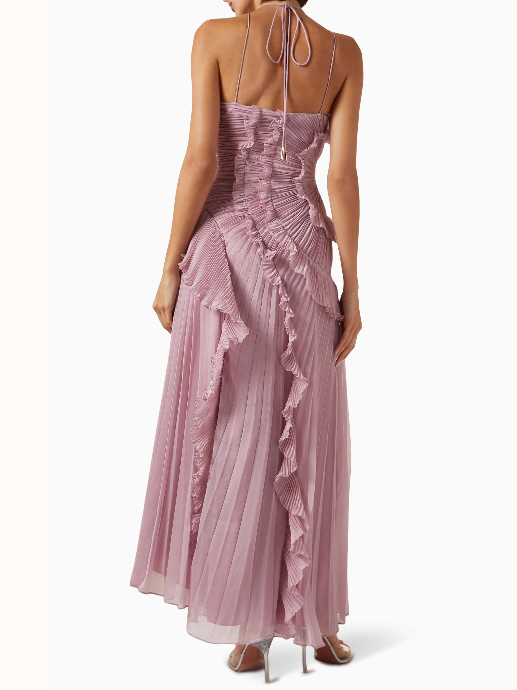 Dames Maxi Jurk met Asymmetrische Ruches en Elegante Uitstraling