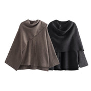 Trendy Dames Cape met Asymmetrisch Design en Zachte Stof