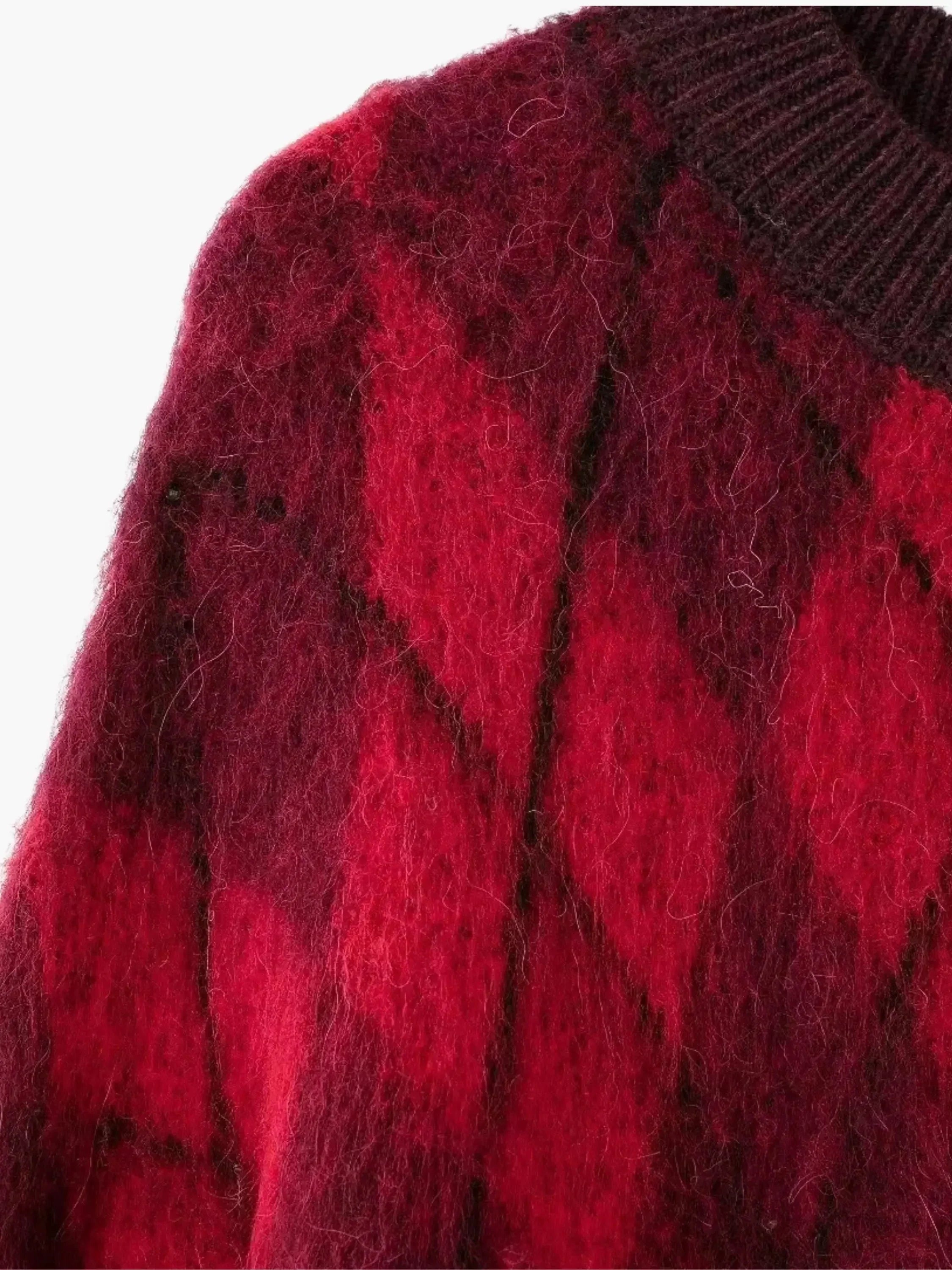 Mohairblend Argyle Trui - Comfortabele Dames Pullover