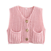Gebreid Vest voor Dames met Luxe Knoopdetails – Zacht Knit Cardigan