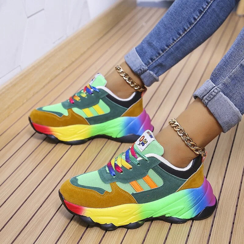 Gekleurde Sneakers voor Dames – Trendy Comfortabele Multicolor Sportsneakers