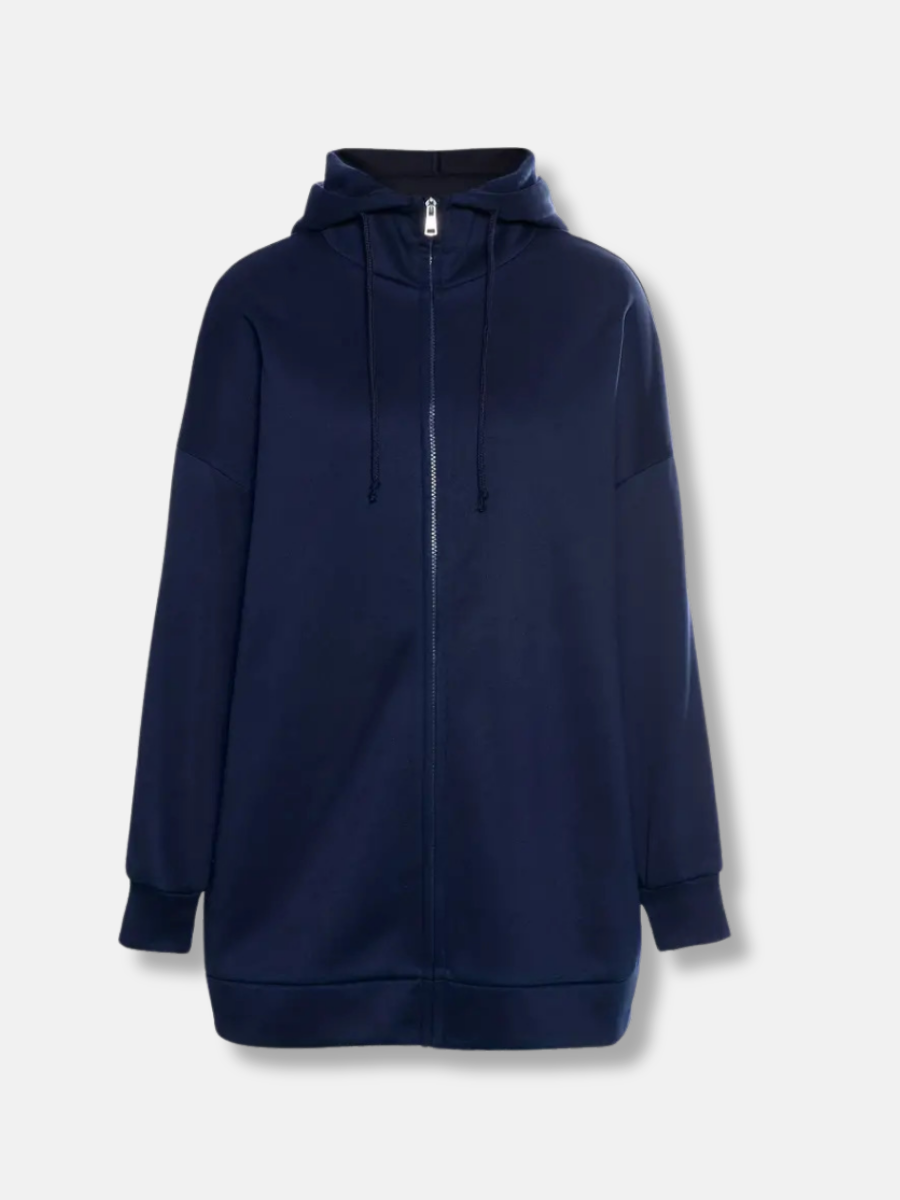 Fleece Katoenmix Dames Hoodie met Rits en Hoge Kraag