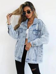 Oversized Denim Jack Dames - Comfortabel & Stijlvol