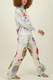 Marine Print Set – Modieuze Two-Piece Set met Maritieme Print