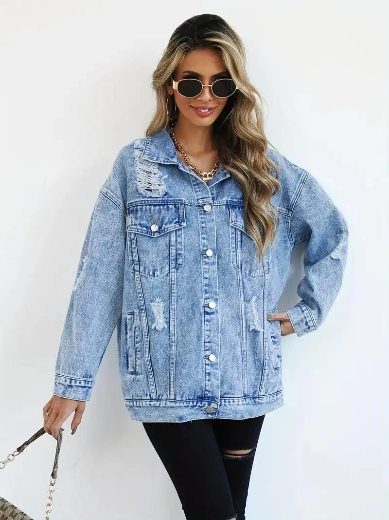 Oversized Denim Jack Dames - Comfortabel & Stijlvol