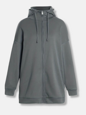 Fleece Katoenmix Dames Hoodie met Rits en Hoge Kraag