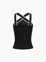 Gebreide Dames Top – Top Met Bandjes En Stijlvolle Contrasttrim