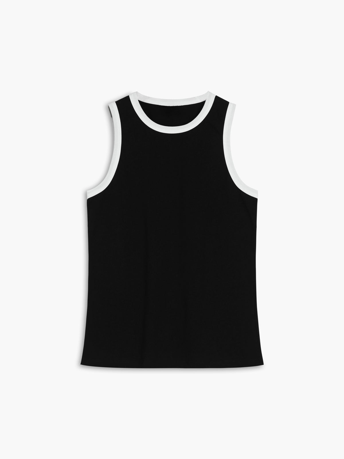 Ribgebreide Dames Tanktop – Tanktop Met Contrasterende Bies