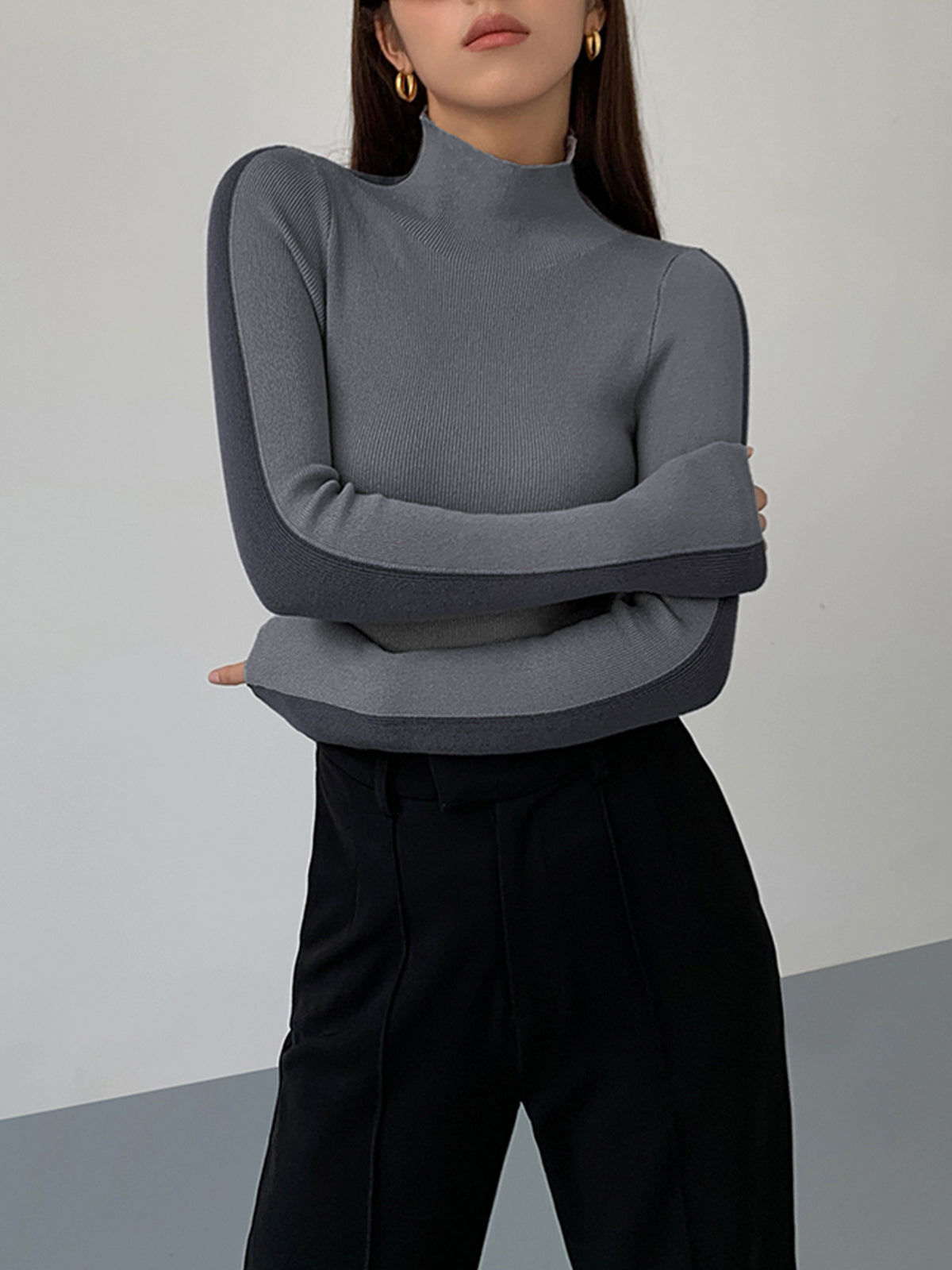 Contrast Top met voor Dames – Comfortabele Stijlvolle Knit Top met Sporty Details