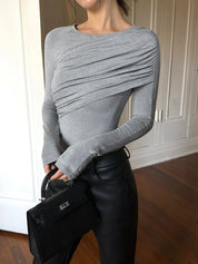 Dames Top – Viscose Blend Top Met Gedrapeerde Halslijn