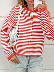 Gebreid Gestreept Dames Vest met Knoopsluiting