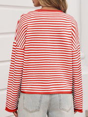 Gebreid Gestreept Dames Vest met Knoopsluiting