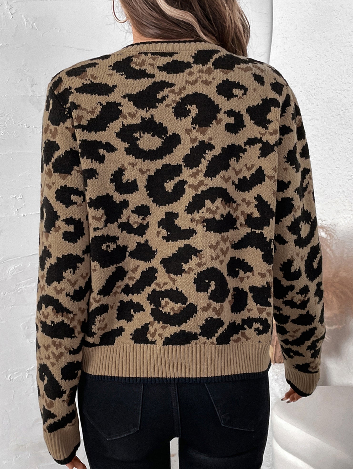 Knitwear Dames Vest met Luipaardprint en Strik