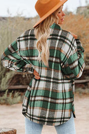 WOMEN OVERSIZED PLAID PATTERN LONG SHACKET - Doublju