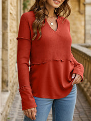 Dames Katoenmix Sweatshirt met Colorblock en V-hals