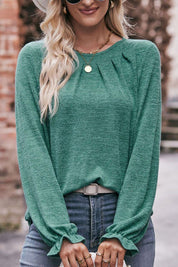 Gebreide Dames Top met Ruches en Relaxte Pasvorm