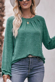 Gebreide Dames Top met Ruches en Relaxte Pasvorm