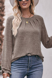 Gebreide Dames Top met Ruches en Relaxte Pasvorm
