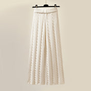 Dames Gebreide Driedelige Set met Sherpa Kraag