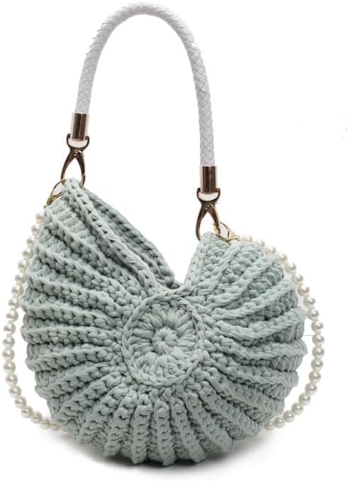 Gehaakte Schelp Clutch voor Dames – Handgemaakte Crochet Tas in Unieke Shell Vorm