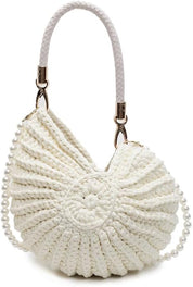Gehaakte Schelp Clutch voor Dames – Handgemaakte Crochet Tas in Unieke Shell Vorm