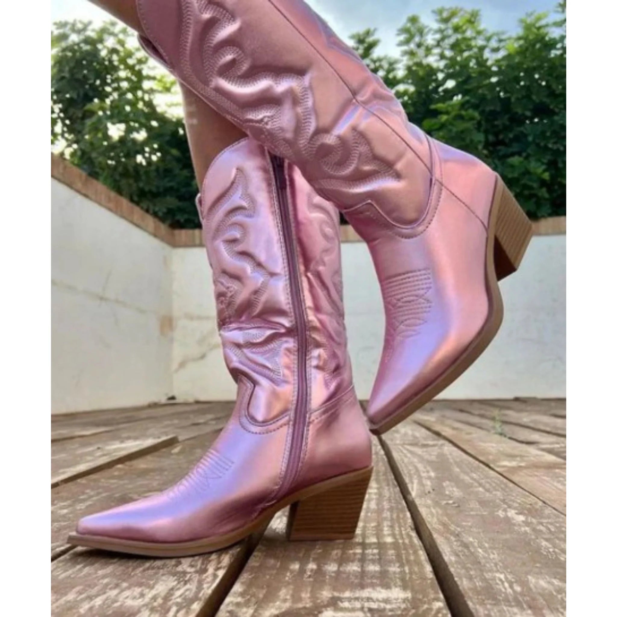 Dames Cowboylaarzen | Metallic Afwerking | Western Laarzen met Moderne Twist