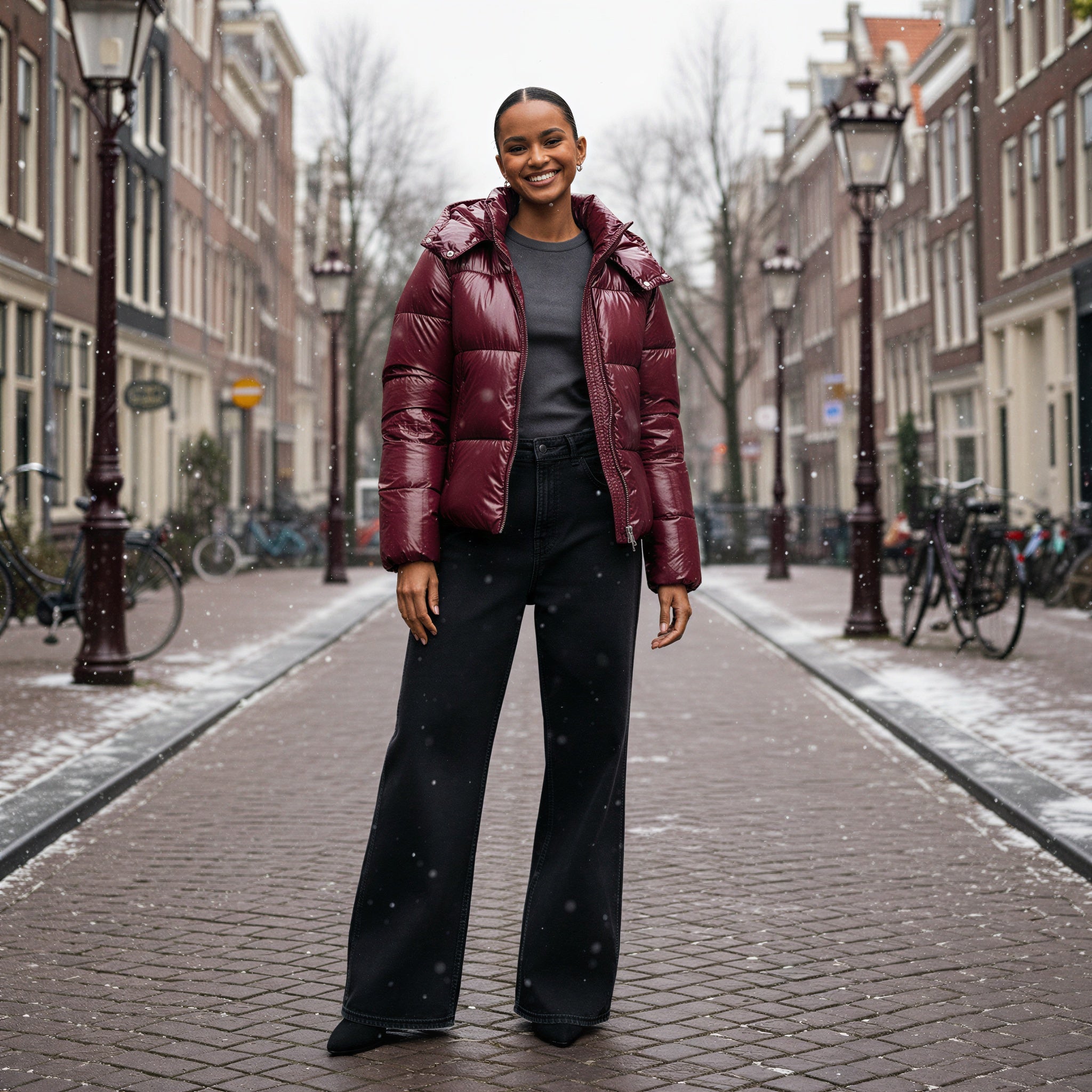 Dames Pufferjas Glanzend met Afneembare Capuchon