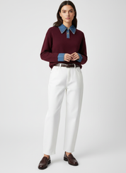 Stijvolle 2 in 1 Dames Sweater met Denim Kraag