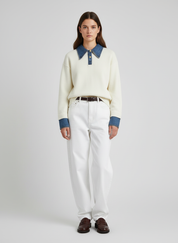 Stijvolle 2 in 1 Dames Sweater met Denim Kraag