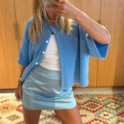 Gebreid Dames Vest met Korte Mouwen en Knopen