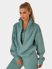 Katoenmix Jogging Dames Set met Halve Rits | Zacht Katoen